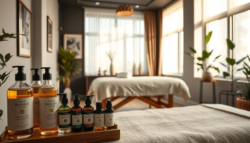A cozy, well-lit massage studio in the heart of Istanbul's Avrupa Yakası district. Soft, natural lighting filters through large windows, casting a warm glow over the sleek, modern decor. In the foreground, a neatly arranged display of premium massage oils and soothing lotions. In the middle ground, a plush massage table draped with crisp, white linens, ready to provide ultimate relaxation. The background reveals a serene, minimalist space, with calming artwork and verdant plants, exuding a sense of tranquility. This professional, inviting setting promises a rejuvenating massage experience for discerning clients. A cozy, well-lit massage studio in the heart of Istanbul's Avrupa Yakası district. Soft, natural lighting filters through large windows, casting a warm glow over the sleek, modern decor. In the foreground, a neatly arranged display of premium massage oils and soothing lotions. In the middle ground, a plush massage table draped with crisp, white linens, ready to provide ultimate relaxation. The background reveals a serene, minimalist space, with calming artwork and verdant plants, exuding a sense of tranquility. This professional, inviting setting promises a rejuvenating massage experience for discerning clients.