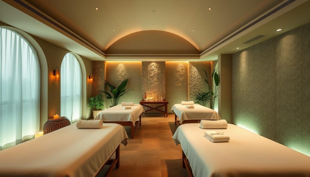 A serene and elegant spa interior with plush massage tables, soft lighting, and calming nature-inspired decor. The space exudes an atmosphere of tranquility and relaxation, inviting visitors to unwind and indulge in professional massage services. Vaulted ceilings, natural stone accents, and lush greenery create a soothing, spa-like ambiance. The overall composition conveys a sense of luxury and exclusivity, capturing the essence of a premium wellness retreat nestled in the heart of Istanbul. A serene and elegant spa interior with plush massage tables, soft lighting, and calming nature-inspired decor. The space exudes an atmosphere of tranquility and relaxation, inviting visitors to unwind and indulge in professional massage services. Vaulted ceilings, natural stone accents, and lush greenery create a soothing, spa-like ambiance. The overall composition conveys a sense of luxury and exclusivity, capturing the essence of a premium wellness retreat nestled in the heart of Istanbul.