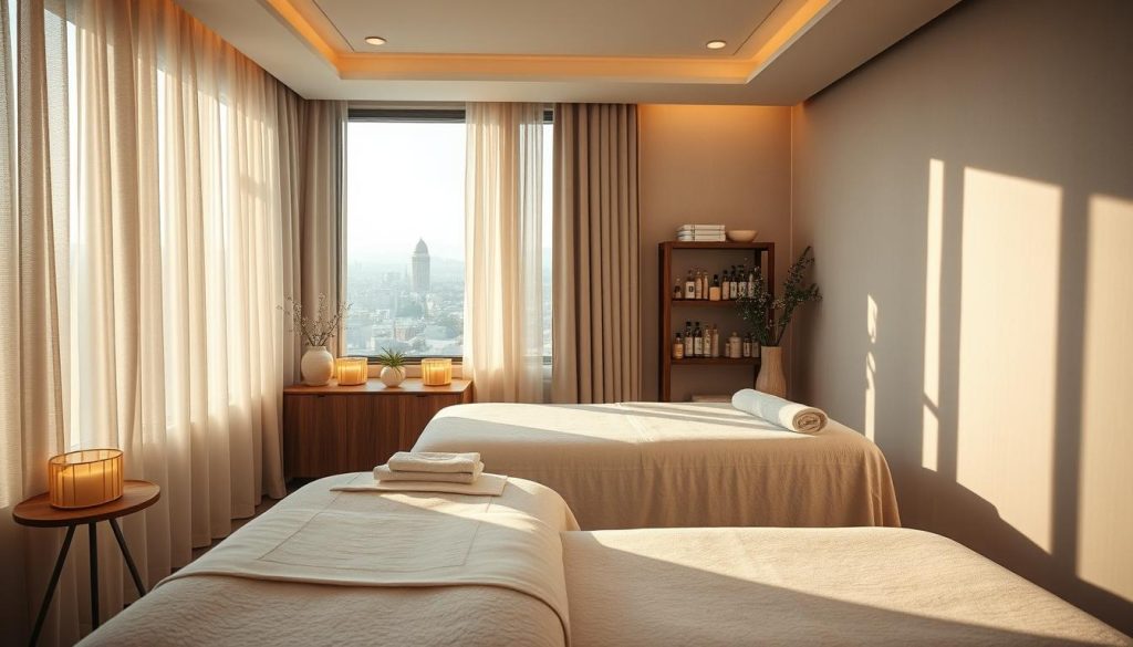 A serene, modern massage studio in Anatolian Istanbul, filled with soft lighting and elegant decor. The room features plush massage tables, calming neutral tones, and subtle textures. Wispy curtains frame a window overlooking the bustling city. An array of massage oils and scented candles create a tranquil, restorative atmosphere. The camera captures the scene from a low angle, highlighting the comforting, high-end ambiance and hinting at the 2025 pricing trends for this premium massage experience. A serene, modern massage studio in Anatolian Istanbul, filled with soft lighting and elegant decor. The room features plush massage tables, calming neutral tones, and subtle textures. Wispy curtains frame a window overlooking the bustling city. An array of massage oils and scented candles create a tranquil, restorative atmosphere. The camera captures the scene from a low angle, highlighting the comforting, high-end ambiance and hinting at the 2025 pricing trends for this premium massage experience.