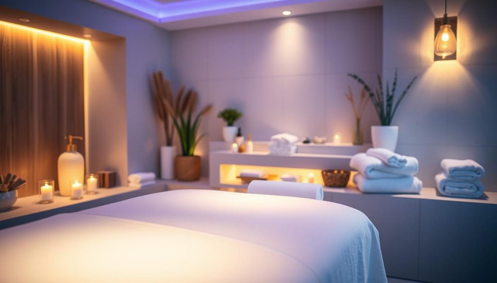 A tranquil spa setting, illuminated by soft, warm lighting. In the foreground, a serene white massage table, inviting visitors to indulge in a luxurious "kese köpük uygulamaları" treatment. The middle ground showcases an array of artisanal bath products and plush towels, hinting at the pampering experience to come. In the background, a minimalist yet elegant decor, with natural elements like potted plants and wooden accents, creating a calming, serene ambiance. The overall scene exudes an aura of exclusivity and relaxation, reflecting the sophisticated VIP experience promised in the article.