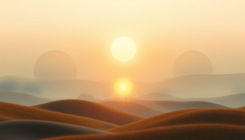 A serene, abstract landscape depicting the concept of "enerji kavramı" (energy concept). In the foreground, a glowing orb of light radiates warm, pulsating energy, its rays cascading across a tranquil, ethereal environment. The middle ground features stylized, organic forms in muted earthy tones, representing the flow and balance of natural energies. The background is a hazy, dreamlike expanse of soft, blended colors, creating a sense of infinite space and cosmic connection. The lighting is soft and diffused, evoking a meditative, introspective atmosphere. The entire scene is composed with a sense of harmony and balance, conveying the ancient, holistic understanding of energy and its role in the human experience.